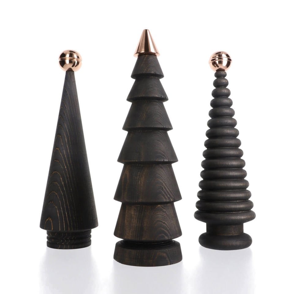 Wooden Christmas Tree Set – Bronze Headed Cedar, Large Dark