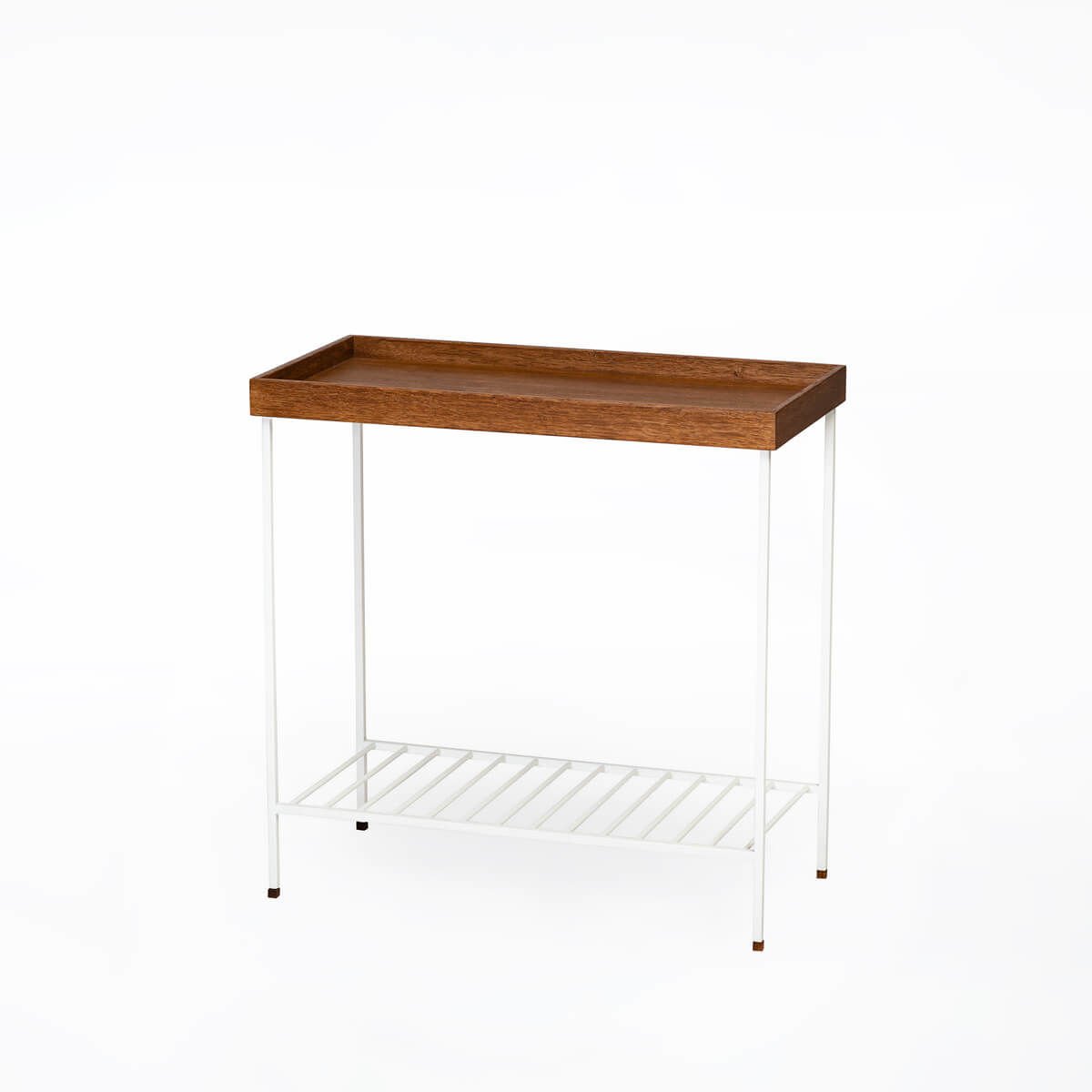 Solid Wood Wide Side Table / Flower Pot – EDGE Series, Metal Legs WHITE – Forest