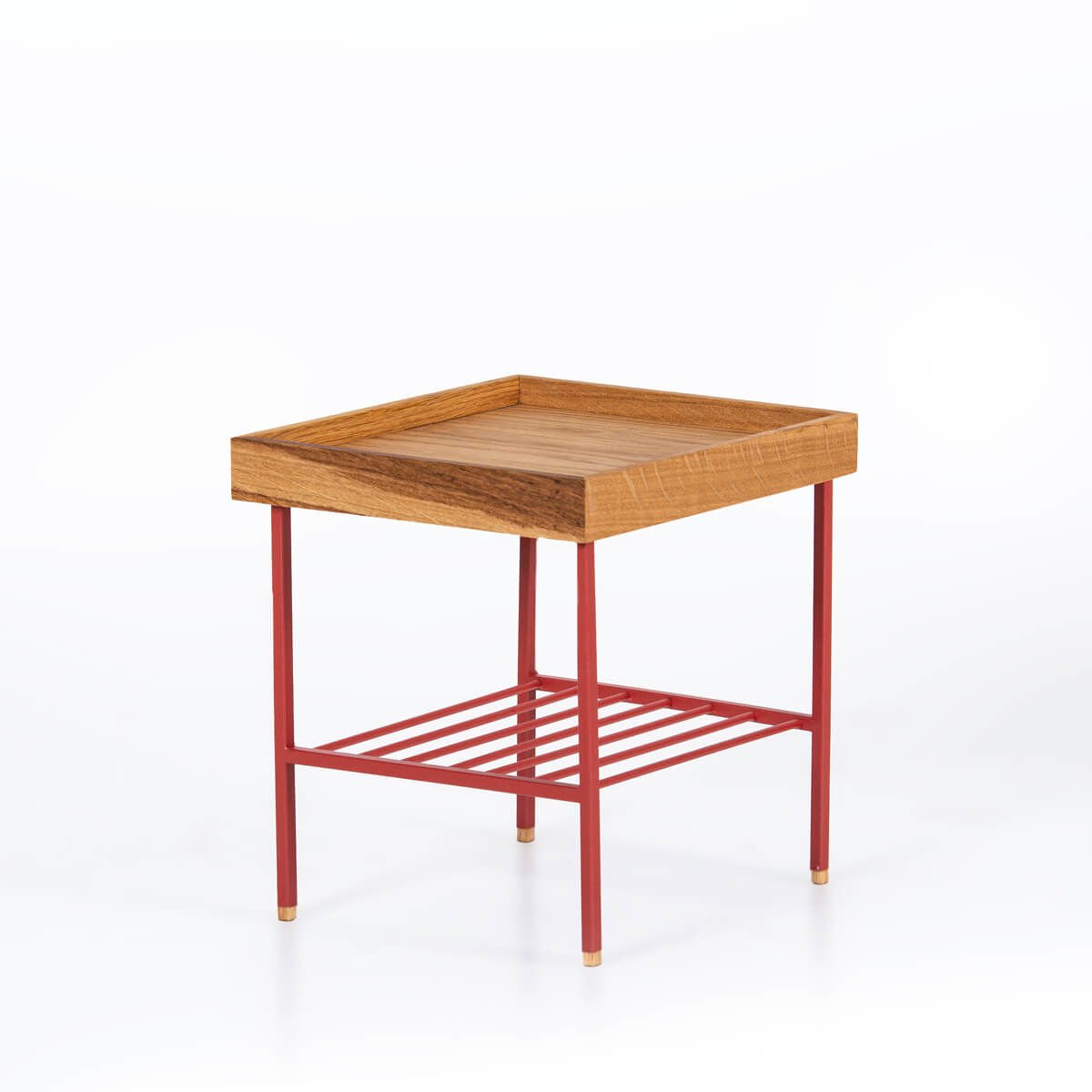 Masif Ahşap Kısa Yan Sehpa / Saksılık – EDGE Serisi Honey - KIRMIZI