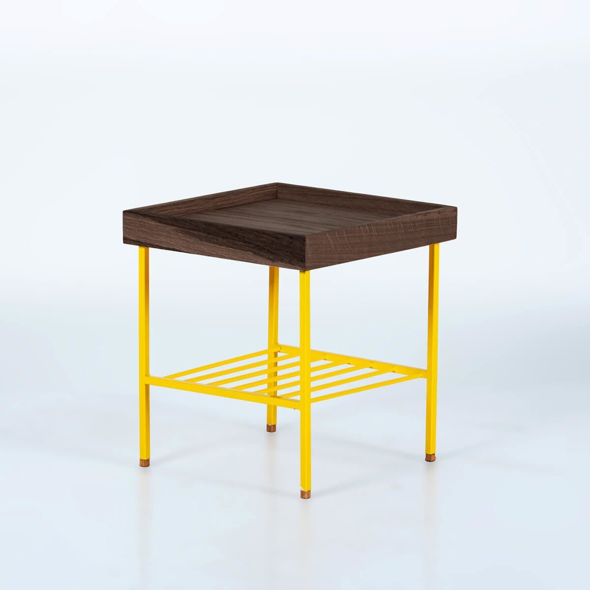 Solid Wood Short Side Table / Flower Pot – EDGE Series Dark - YELLOW