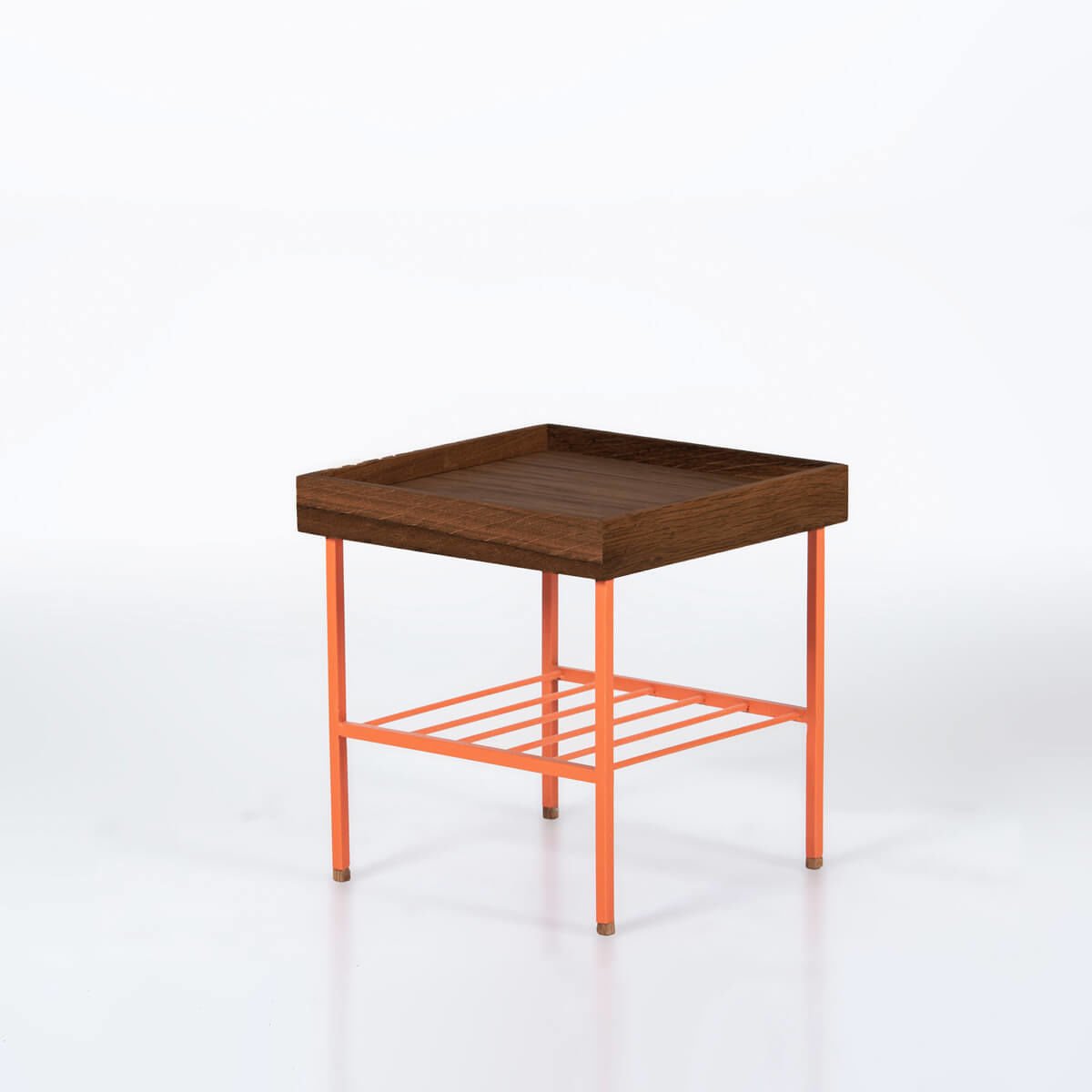 Masif Ahşap Kısa Yan Sehpa / Saksılık – EDGE Serisi Forest - TURUNCU