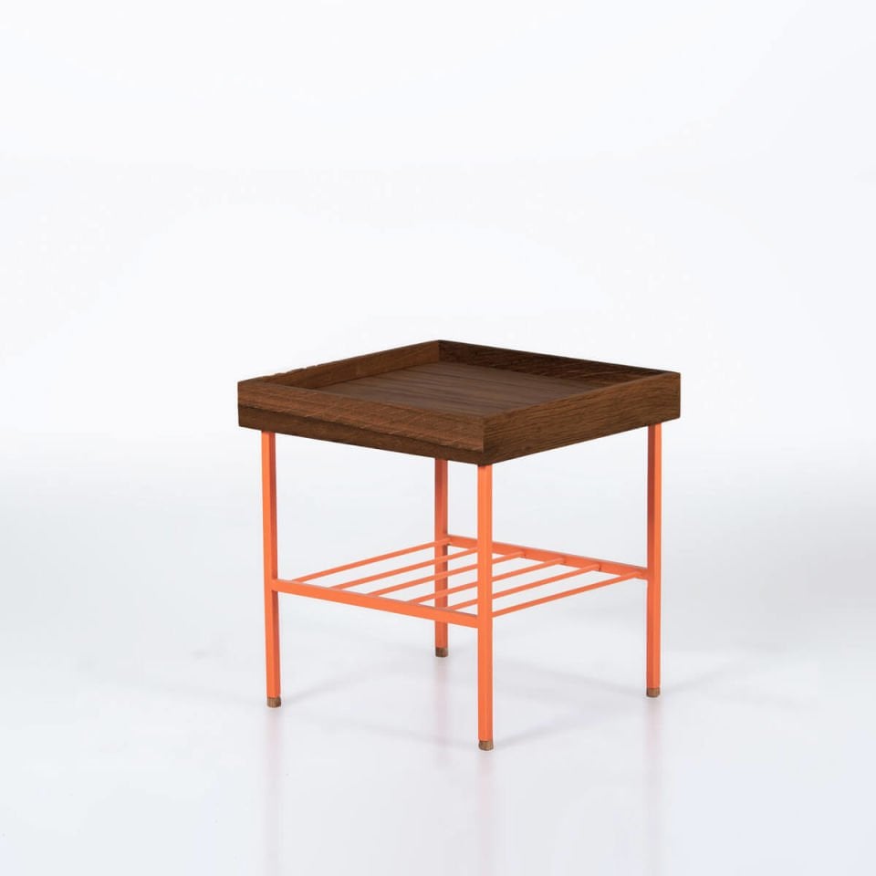 Masif Ahşap Kısa Yan Sehpa / Saksılık – EDGE Serisi Forest - TURUNCU