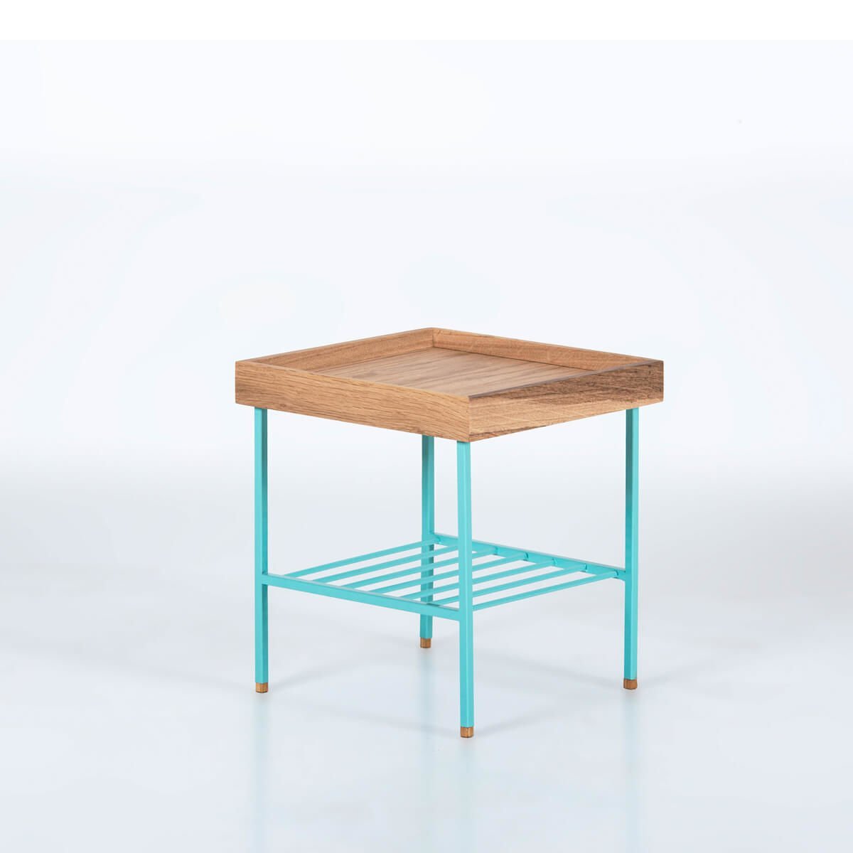 Solid Wood Short Side Table / Flower Pot – EDGE Series Raw - GREEN