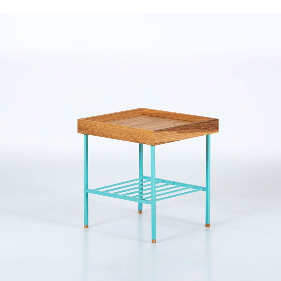 Solid Wood Short Side Table / Flower Pot – EDGE Series Honey - GREEN