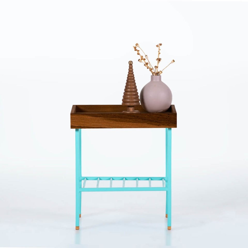 Solid Wood Short Side Table / Flower Pot – EDGE Series Forest - GREEN