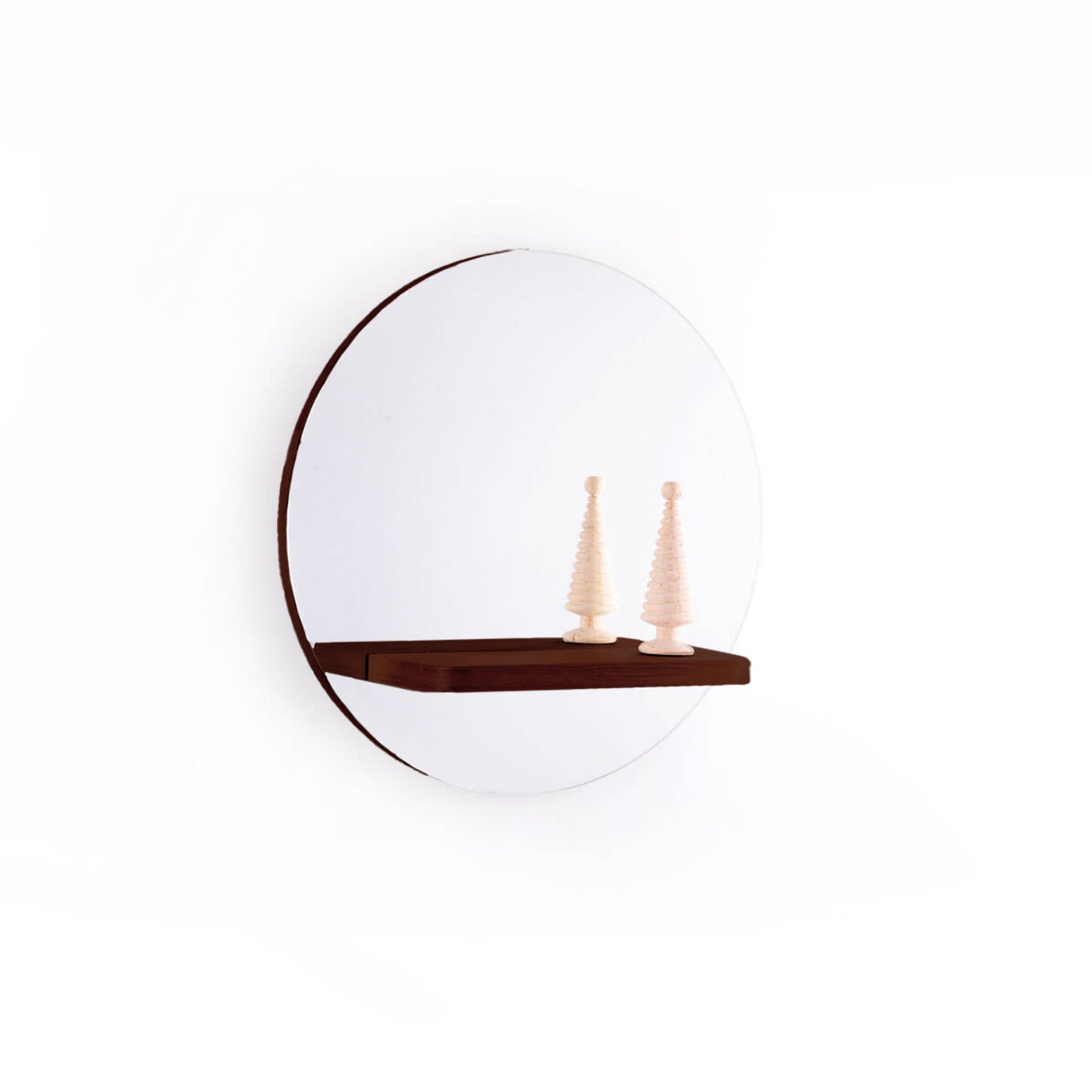 Raflı Ayna – Yuvarlak, Meşe, 50 cm Forest