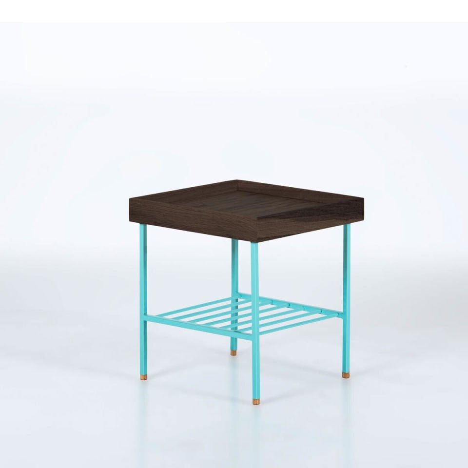 Solid Wood Short Side Table / Flower Pot – EDGE Series Dark - GREEN