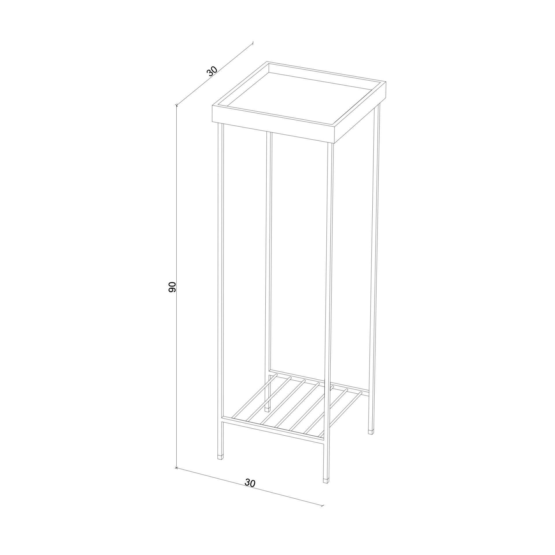 Masif Ahşap Uzun Yan Sehpa / Saksılık – EDGE Serisi, Renkli Metal Ayaklı Raw - SARI