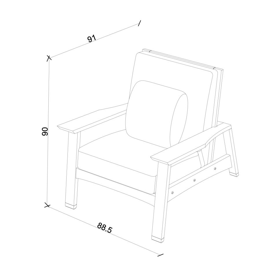 Ahşap Berjer - AKİTA Serisi, Meşe