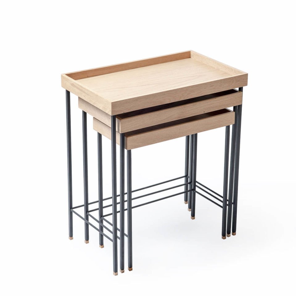 Ahşap Zigon Sehpa Seti - EDGE Serisi Raw - SİYAH