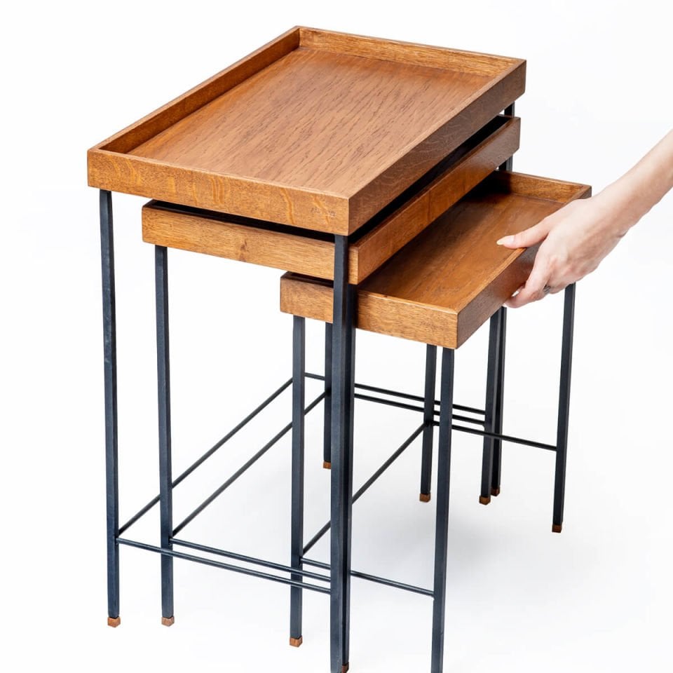 Ahşap Zigon Sehpa Seti - EDGE Serisi Forest - SİYAH