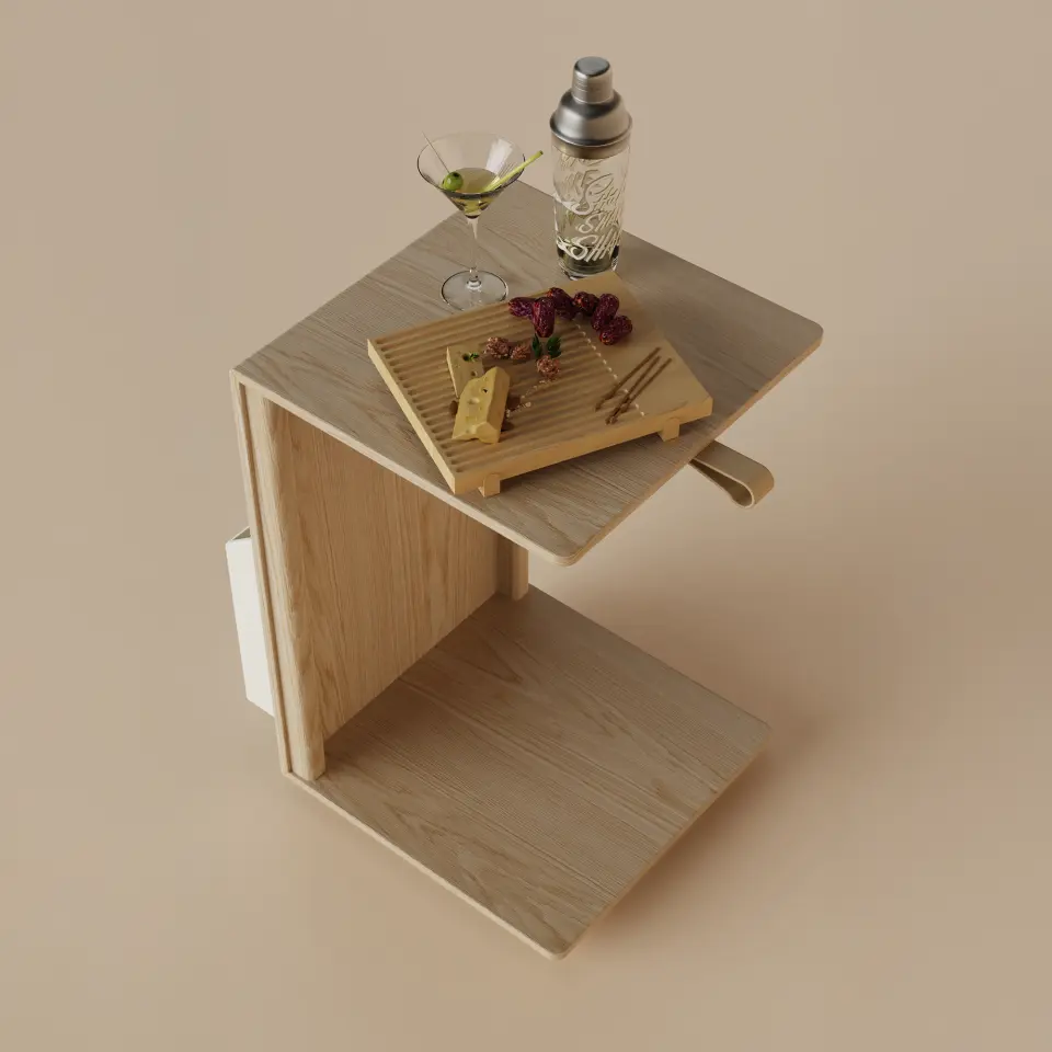 Ahşap C Sehpa - SALON TRIO, Meşe