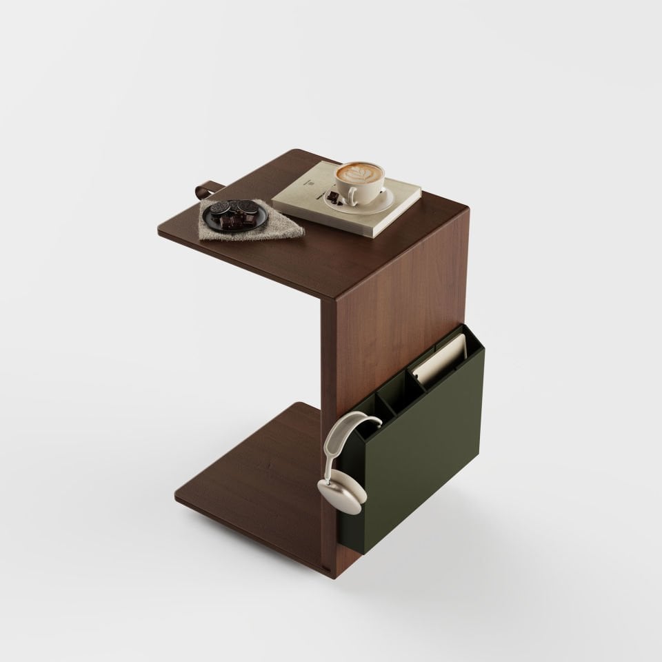 Ahşap C Sehpa - SALON TRIO, Ceviz