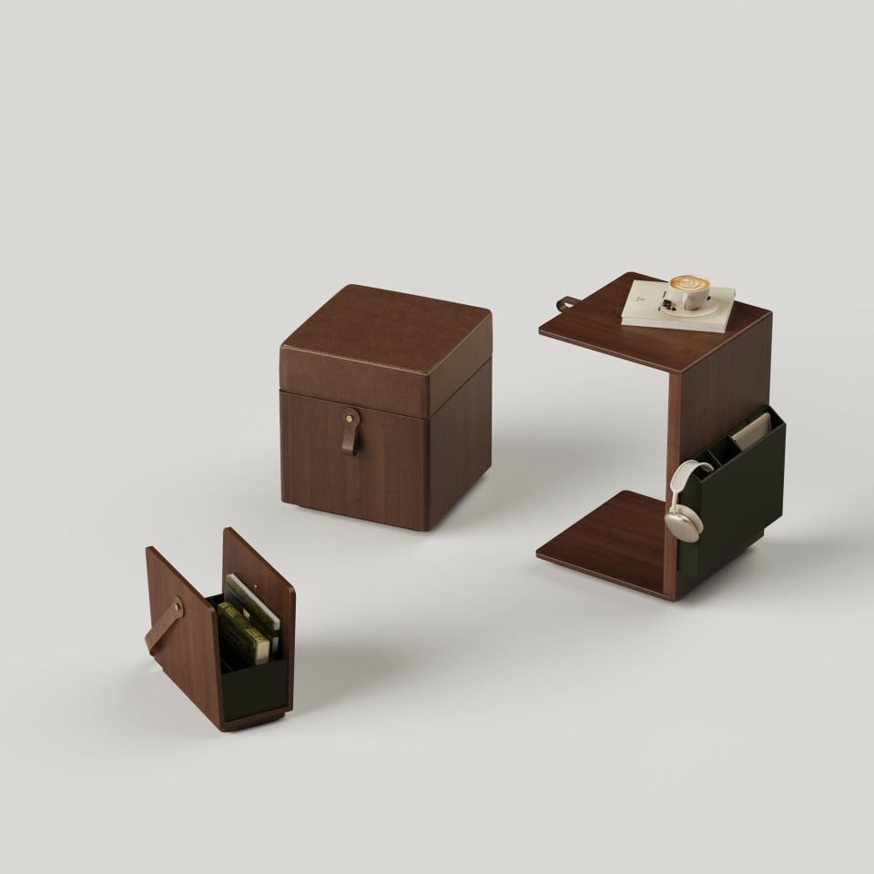 Ahşap C Sehpa - SALON TRIO, Ceviz