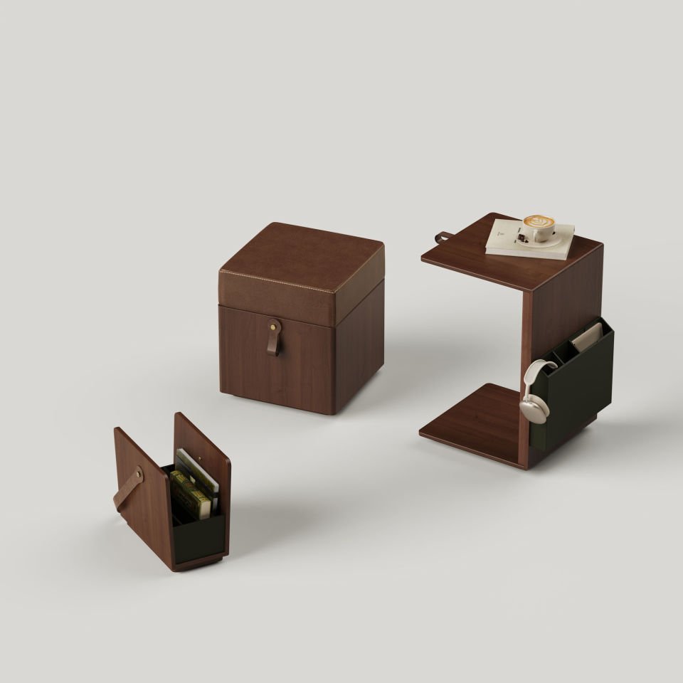 Ahşap C Sehpa - SALON TRIO, Ceviz