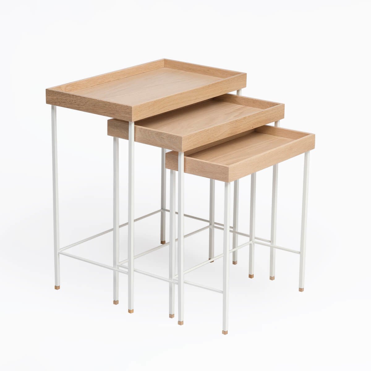 Solid Oak Nesting – EDGE Series, Black Leg Raw – WHITE