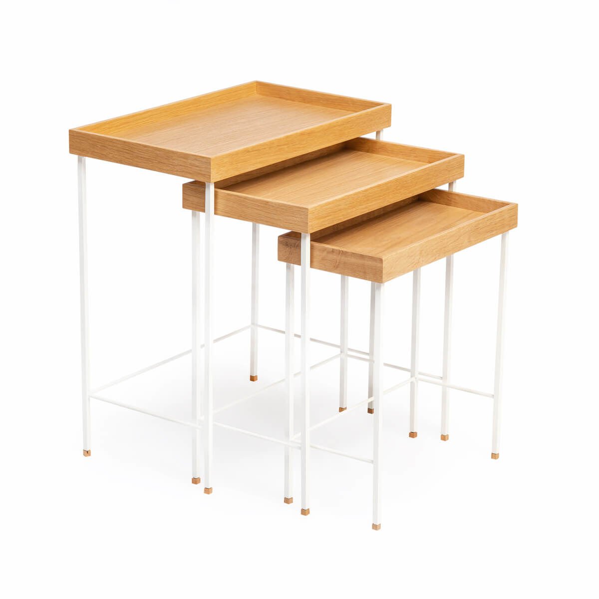 Ahşap Zigon Sehpa Seti - EDGE Serisi Honey - BEYAZ