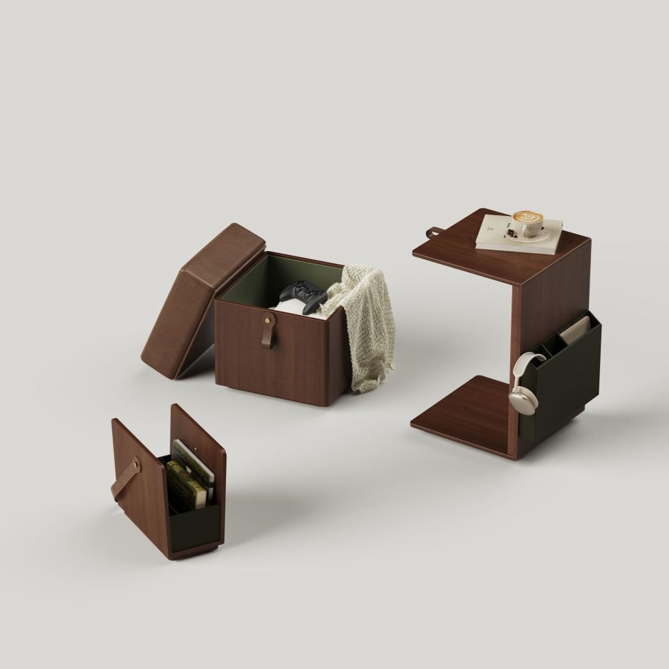 Ahşap Puf - SALON TRIO, Ceviz