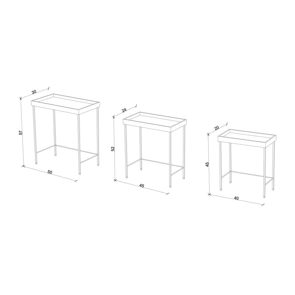 Solid Oak Nesting – EDGE Series, Black Footed Forest – WHITE