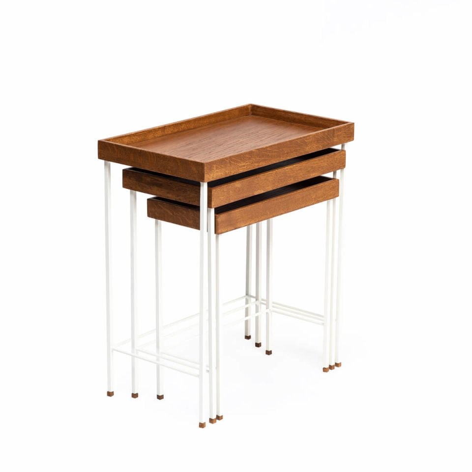 Solid Oak Nesting – EDGE Series, Black Footed Forest – WHITE