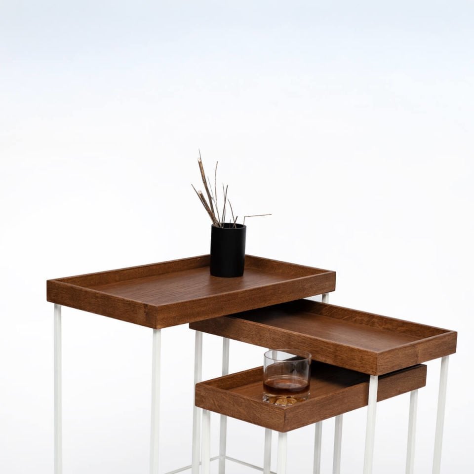 Solid Oak Nesting – EDGE Series, Black Footed Forest – WHITE