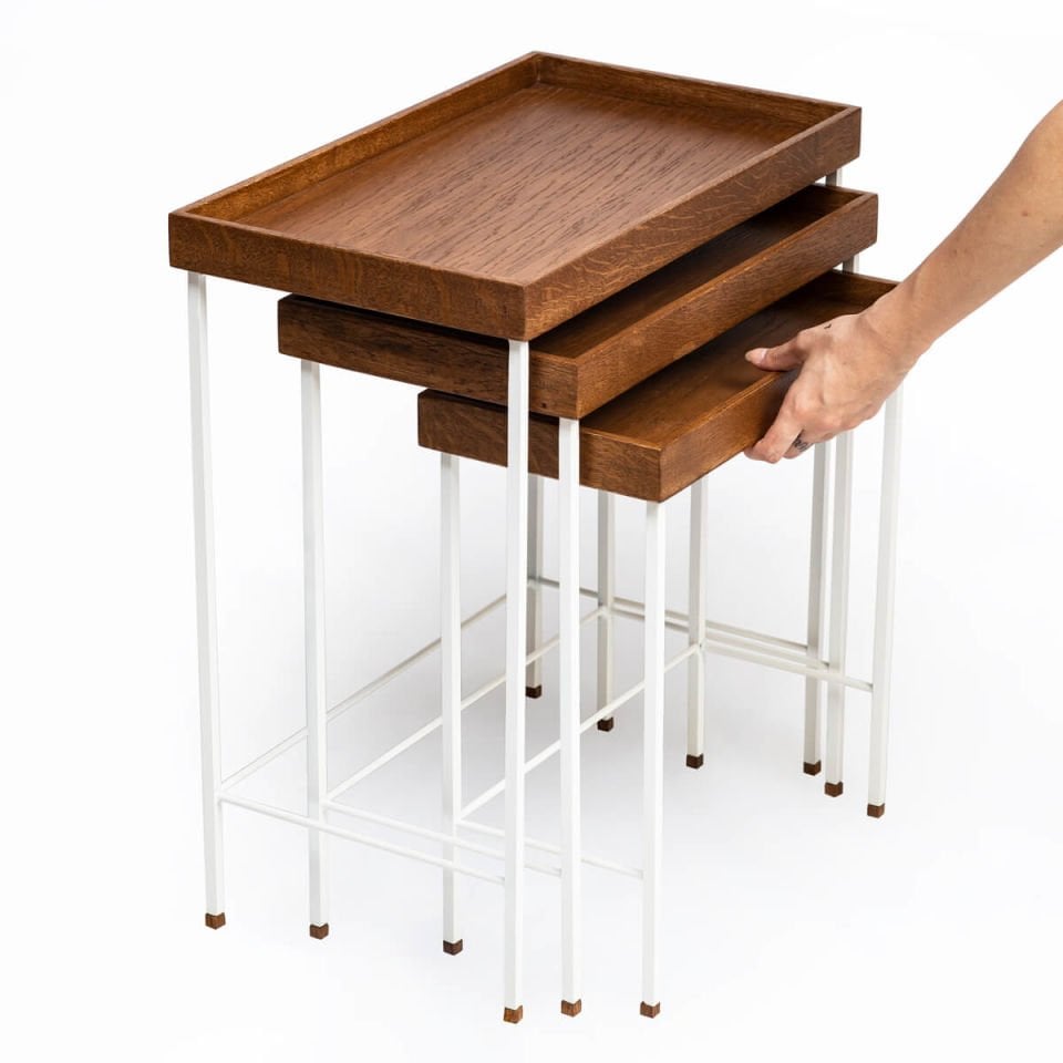 Solid Oak Nesting – EDGE Series, Black Footed Forest – WHITE