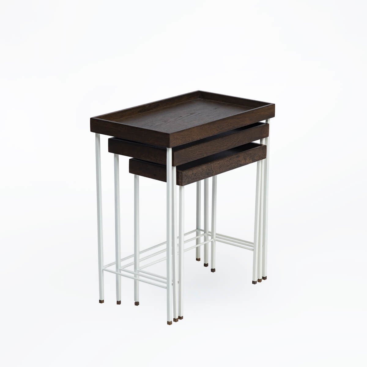 Solid Oak Nesting – EDGE Series, Black Leg Dark – WHITE