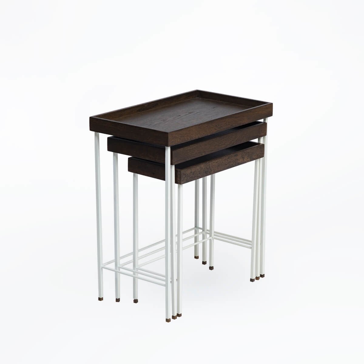 Solid Oak Nesting – EDGE Series, Black Leg Dark – WHITE