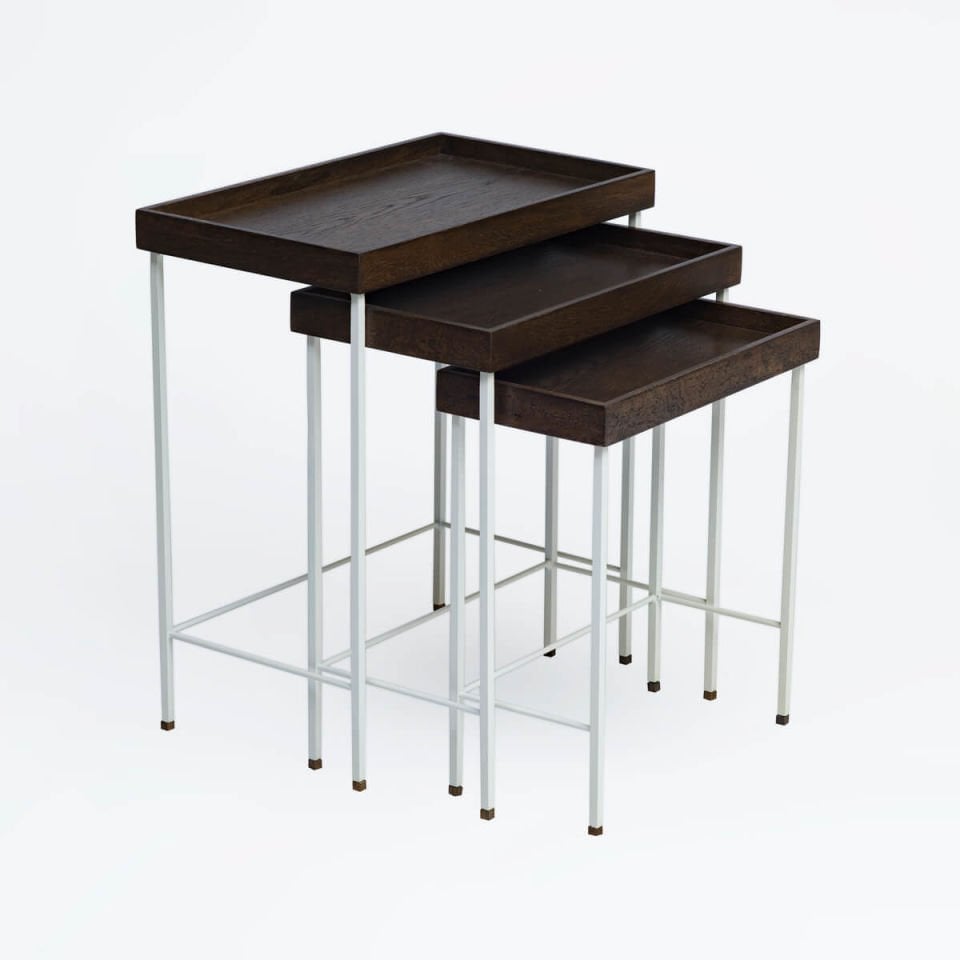 Solid Oak Nesting – EDGE Series, Black Leg Dark – WHITE