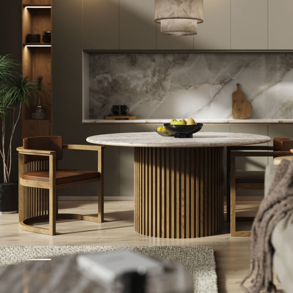 Masif Ahşap Sandalye, Çıtalı - DOCIA Serisi