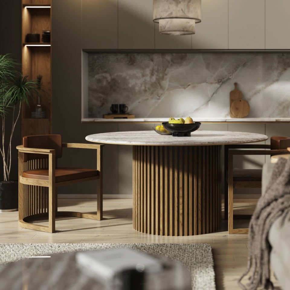 Masif Ahşap Sandalye, Çıtalı - DOCIA Serisi Honey