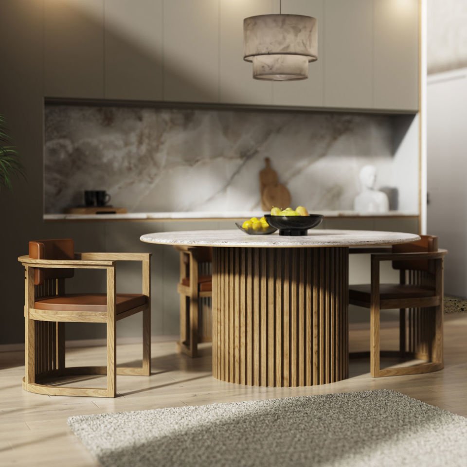 Masif Ahşap Sandalye, Çıtalı - DOCIA Serisi Honey