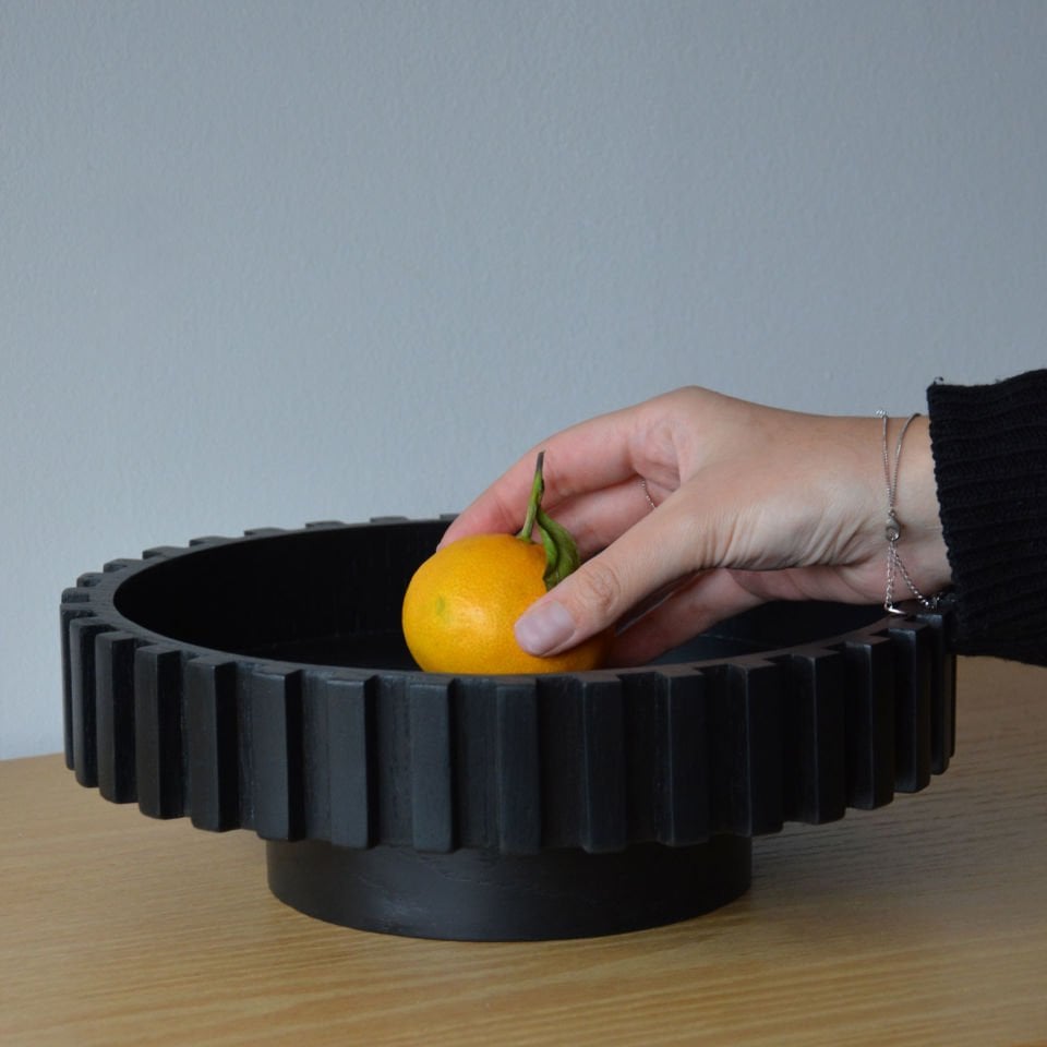 Masif Ahşap Dönen Servis Tepsisi -  DOCIA Serisi Dark