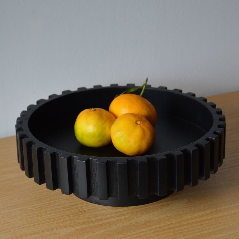 Masif Ahşap Dönen Servis Tepsisi -  DOCIA Serisi Dark