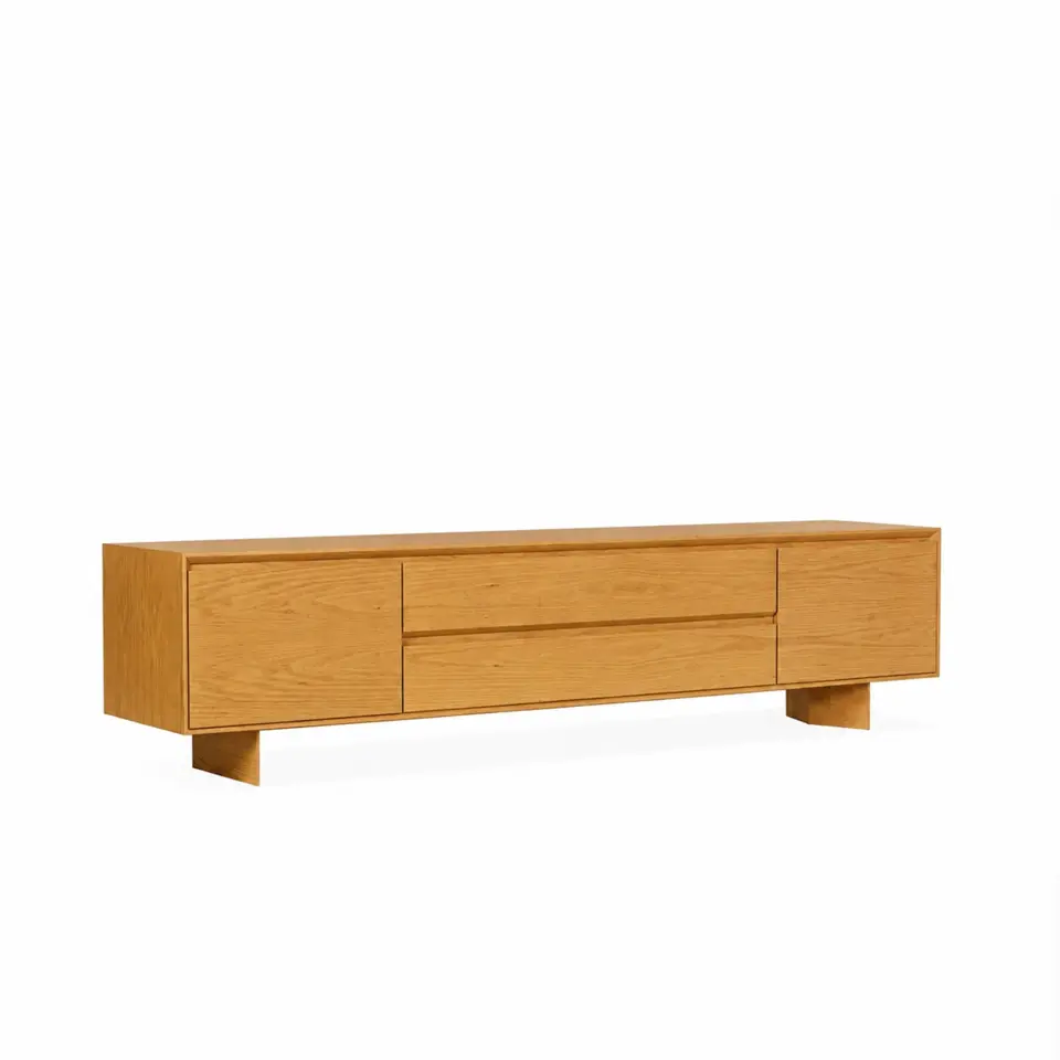 Solid Oak TV Unit – BEAM Series Honey