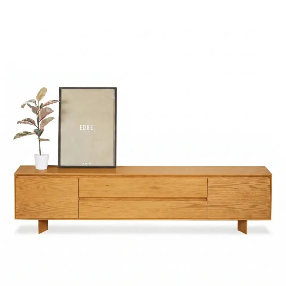 Solid Oak TV Unit – BEAM Series Honey