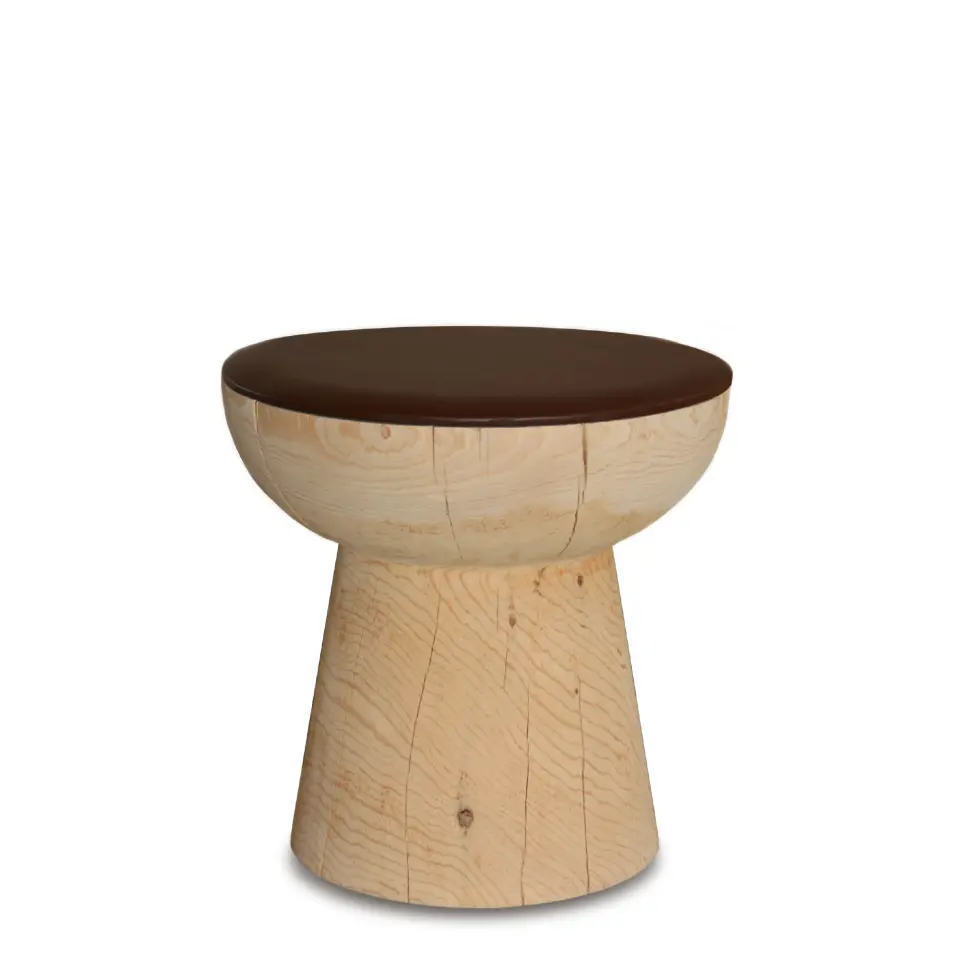 Deri Döşemeli Ahşap Tabure - BUKA Serisi