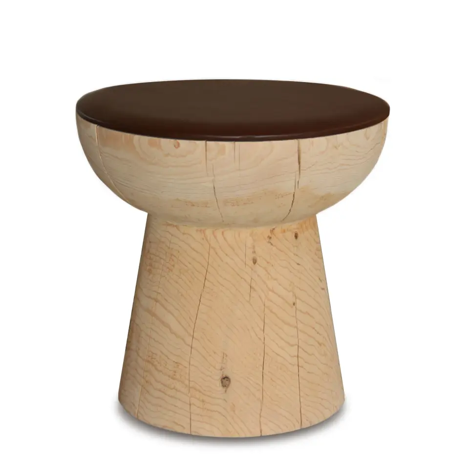 Deri Döşemeli Ahşap Tabure - BUKA Serisi