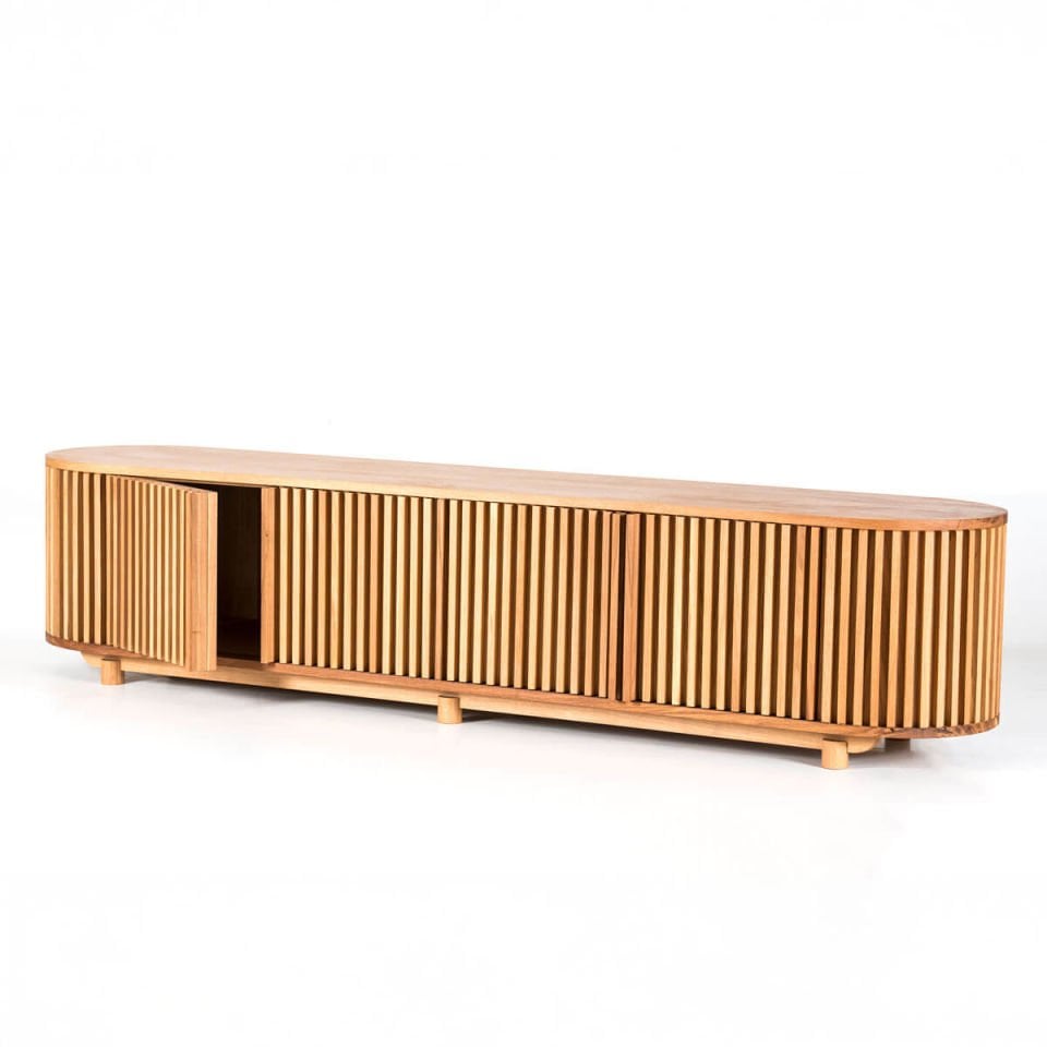 Solid Oak TV Unit - DOCIA Series Raw