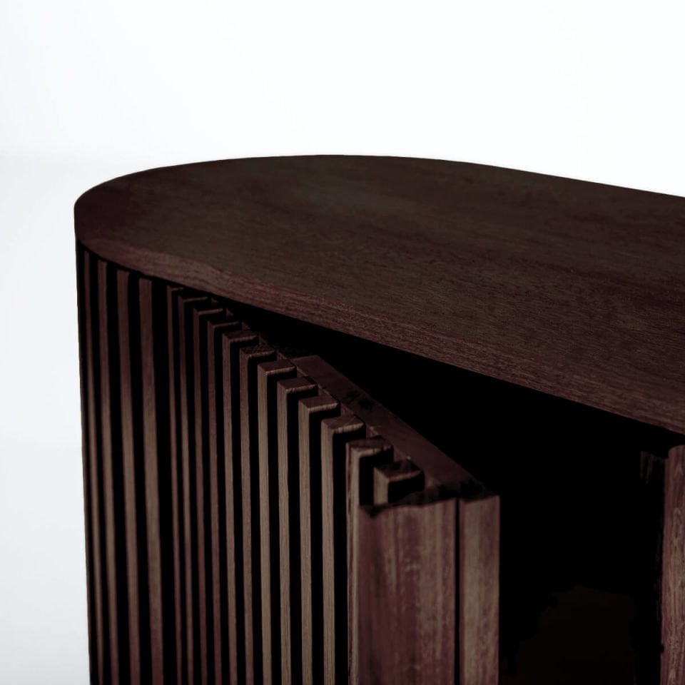 Solid Oak TV Unit - DOCIA Series Dark