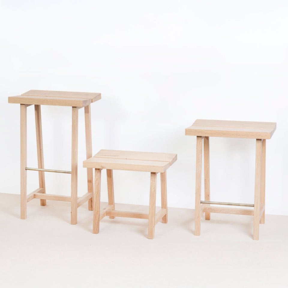 Ahşap Bar Taburesi - PI Serisi, Alçak Raw