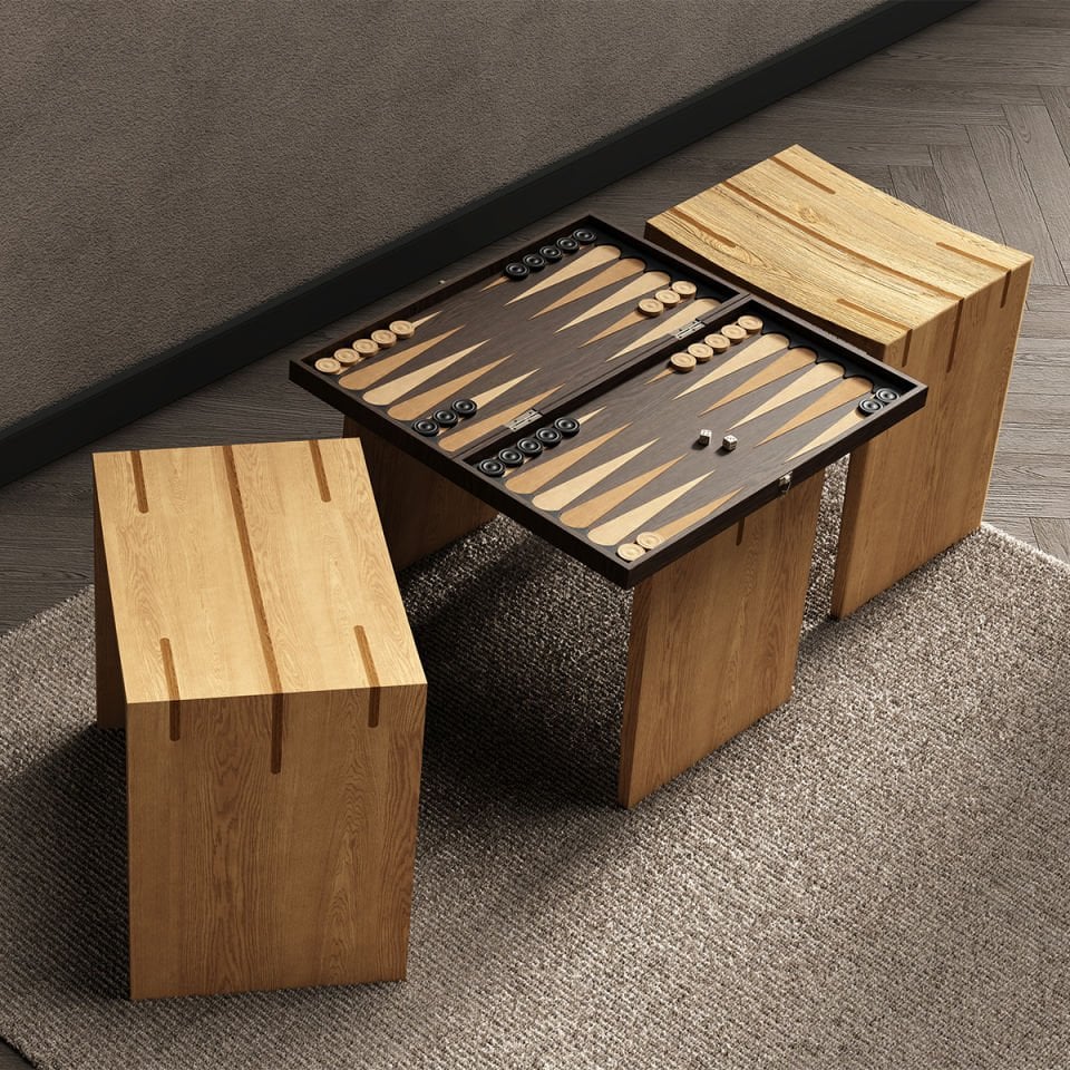 Solid Oak Stool Set – BRIDGE Series Honey
