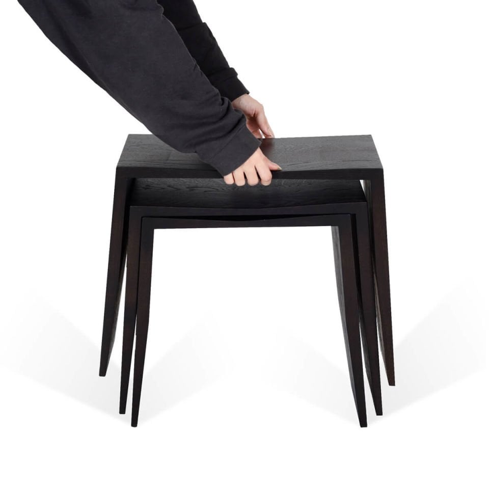 Solid Oak Stool Set – BRIDGE Series Dark