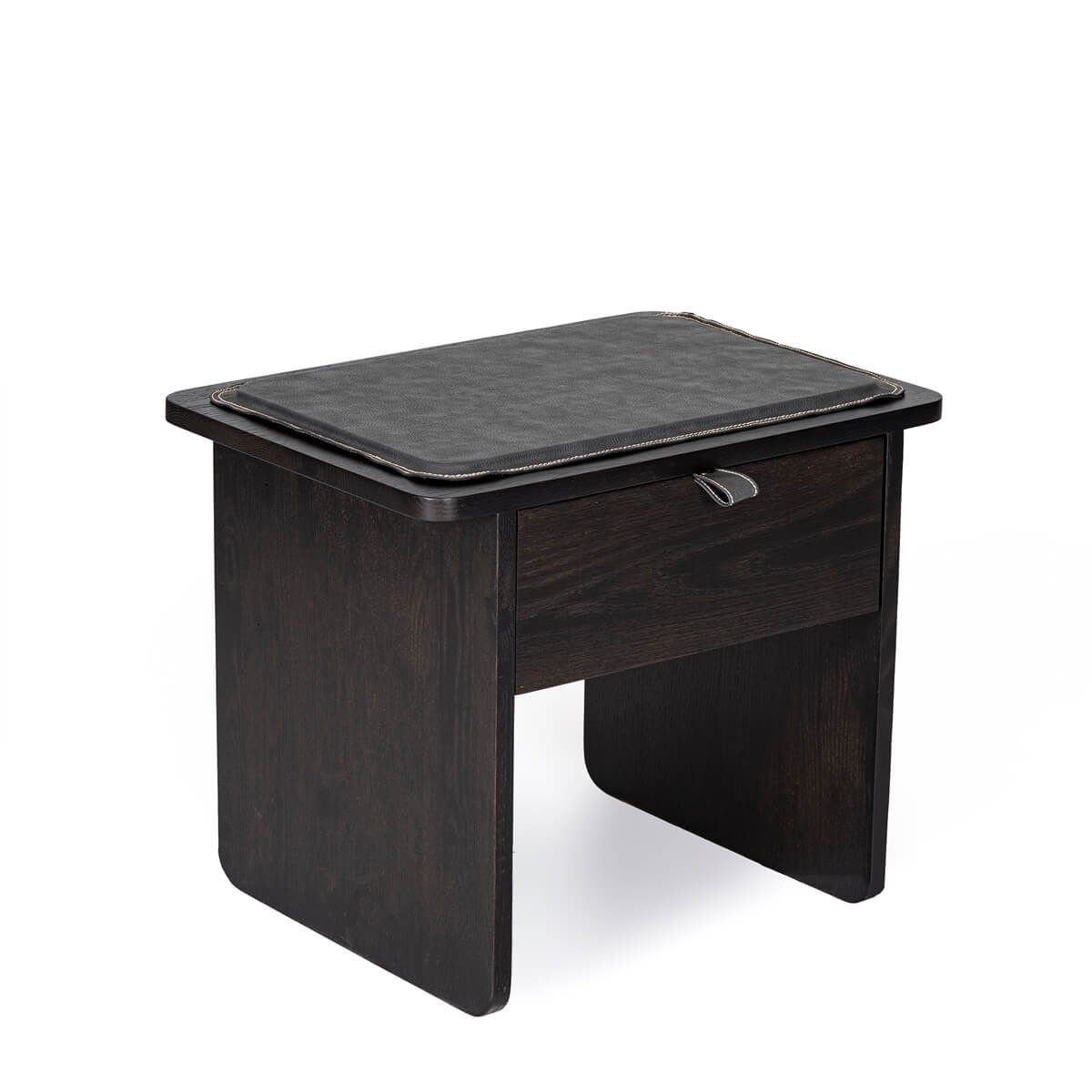 Oak Stool/Nightstand with Drawer – HOL JR. Series Dark