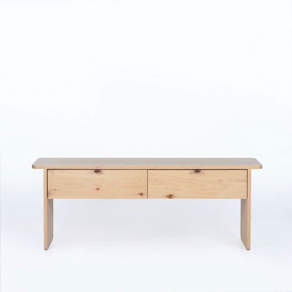 Solid Oak Drawer Stool – HOL Series Raw