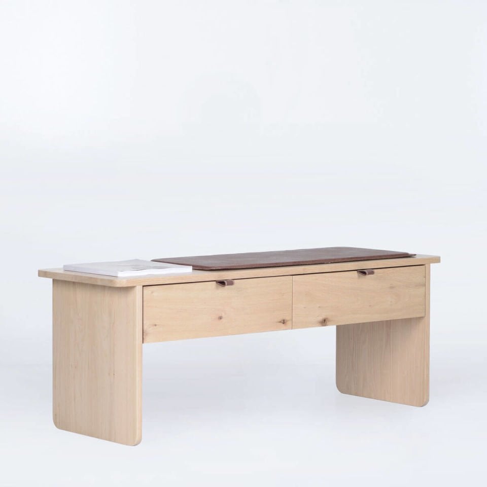 Solid Oak Drawer Stool – HOL Series Raw