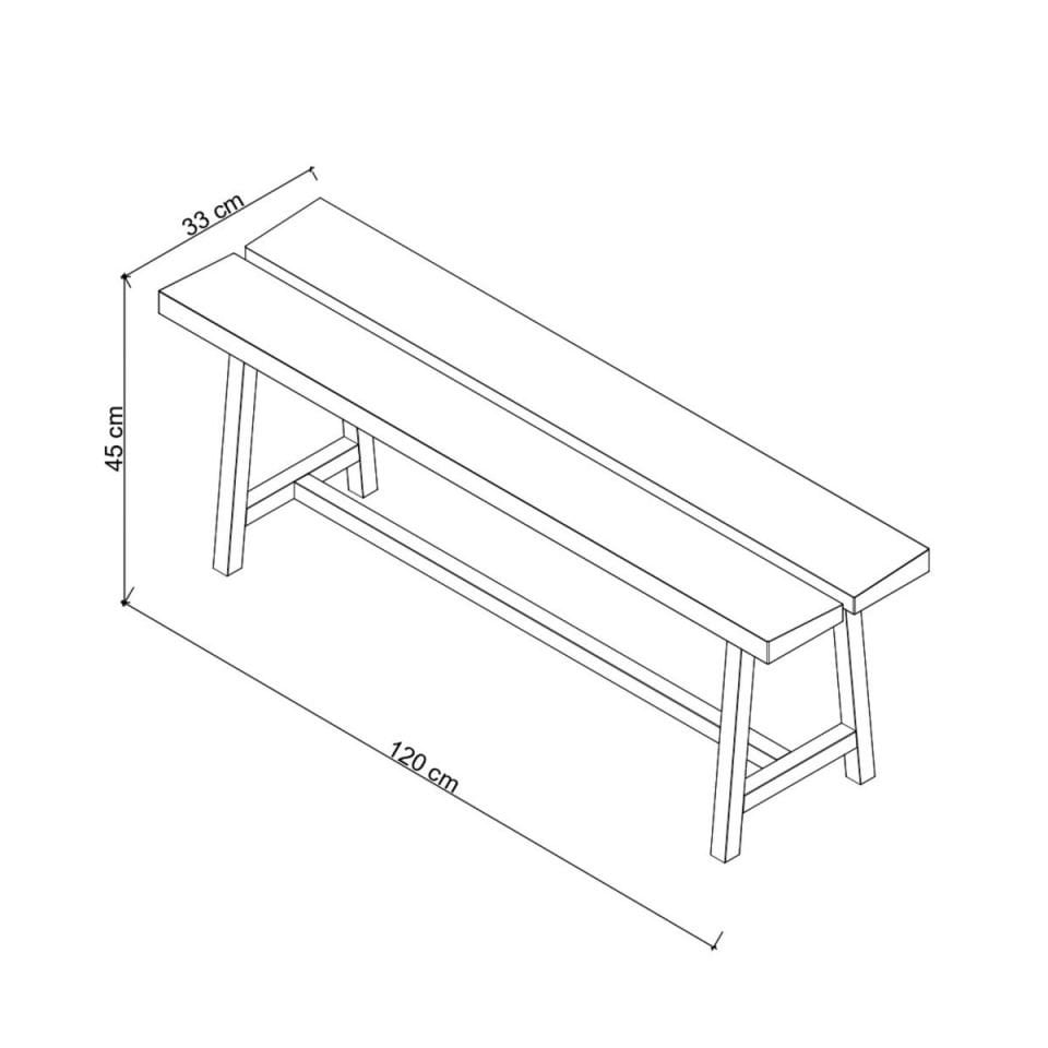 Solid Oak Bench – PI Series Raw - 120 CM