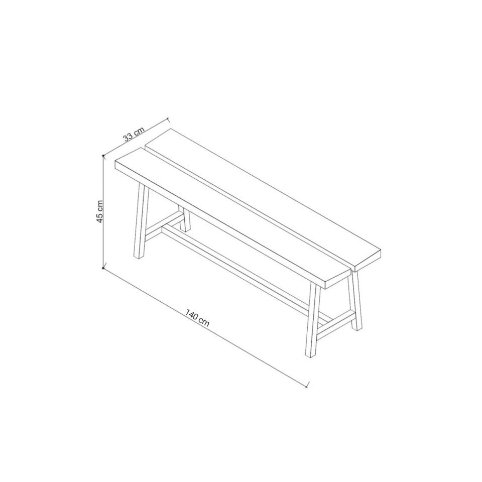 Solid Oak Bench – PI Series Raw - 140 CM