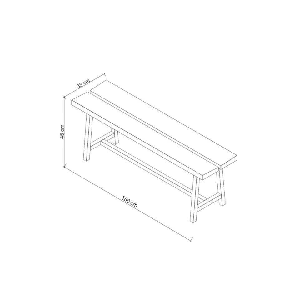 Solid Oak Bench – PI Series Dark - 160 CM