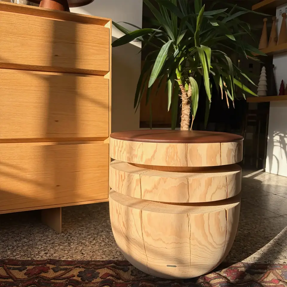 Ahşap Tabure – BOOKWORM Raw - Döşemeli